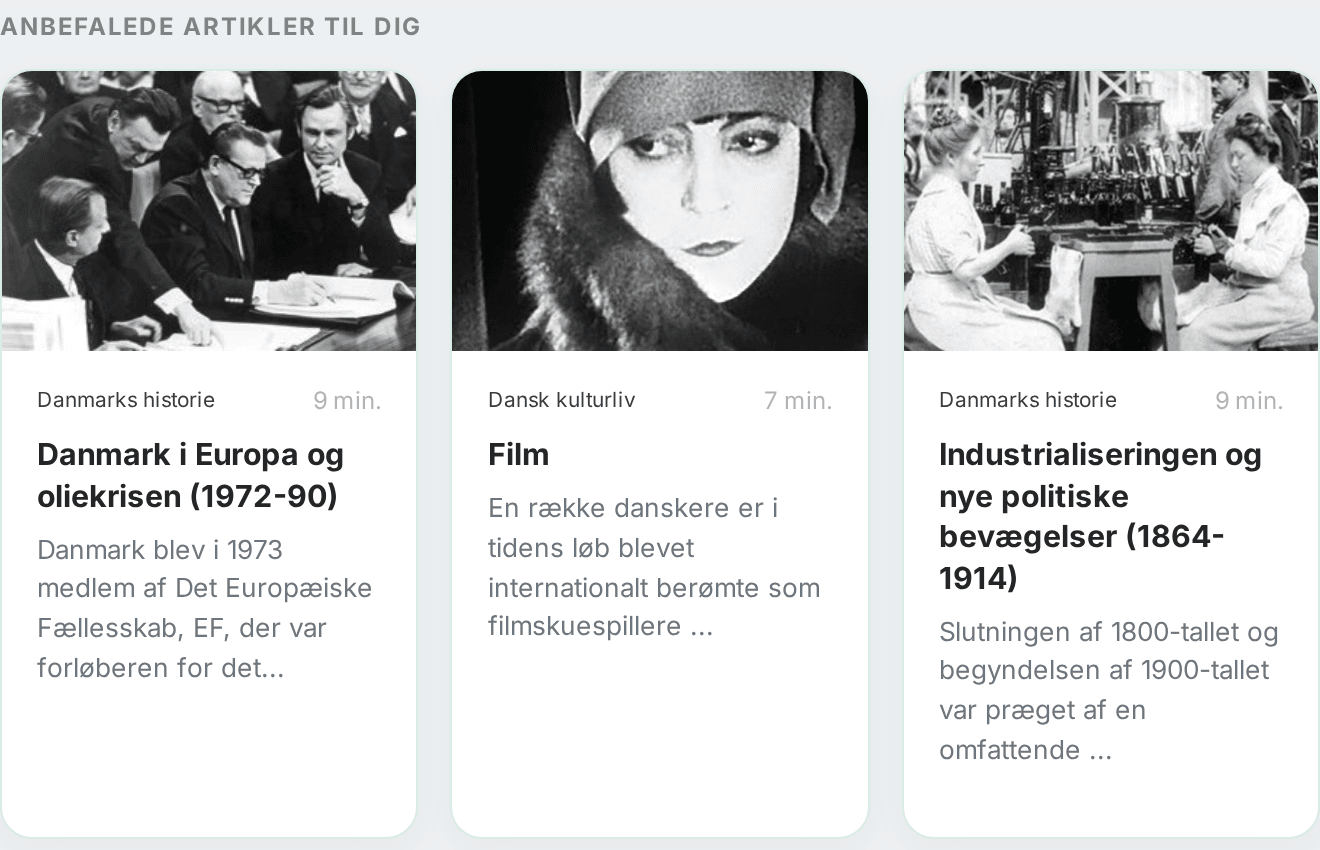 Artikler fra det officielle læremateriale, som siden anbefaler dig.
