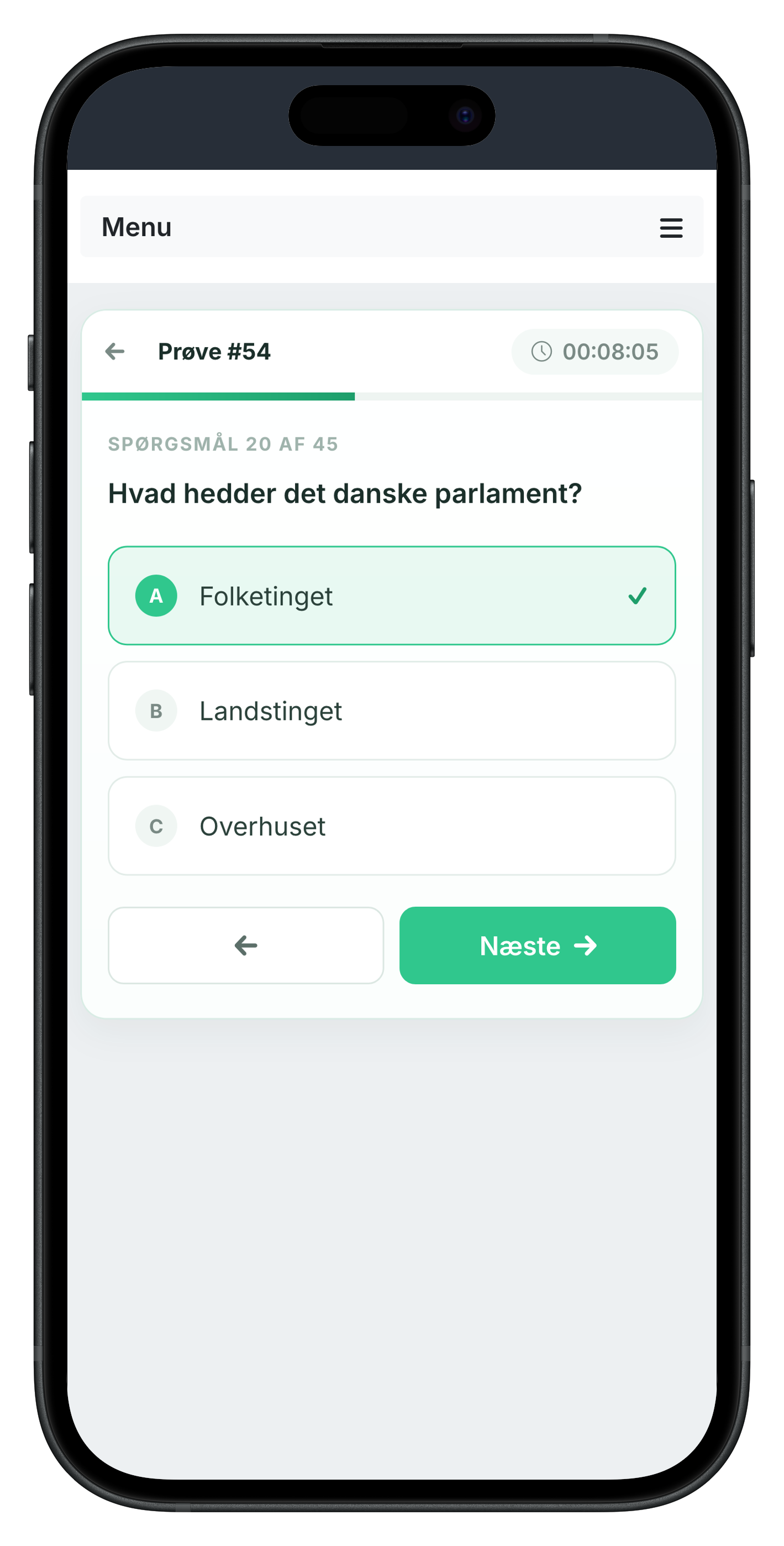En prøve på telefonen: et spørgsmål med tre svar