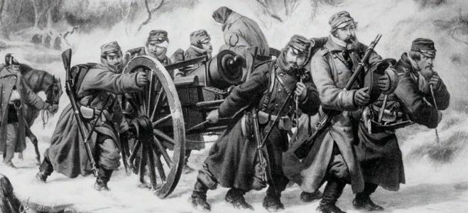 Danske soldaters tilbagetrækning fra Dannevirke i 1864.