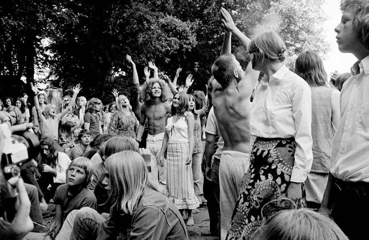 Unge mennesker til festival i København 1971. Foto: Jørgen Andel/Ritzau Scanpix.