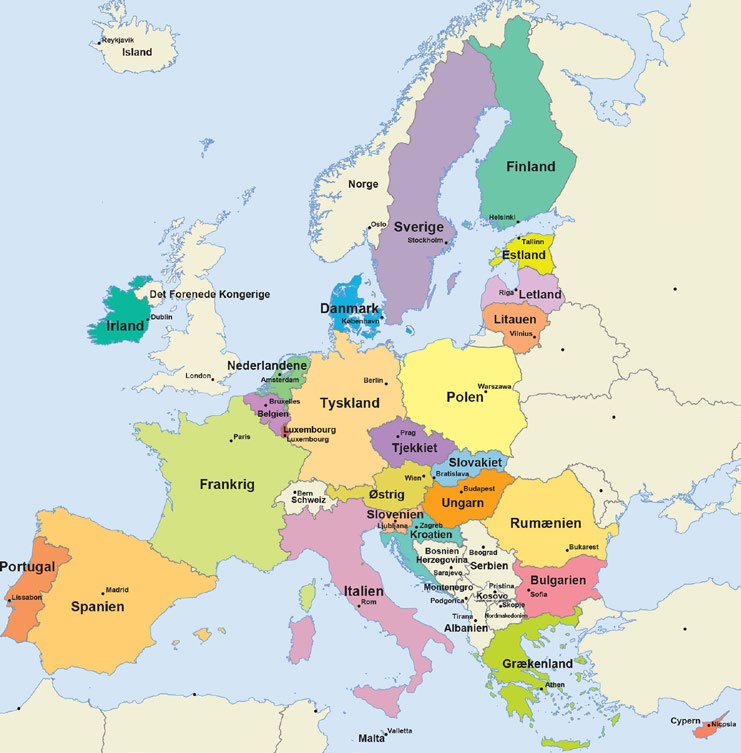 Danmark og omverdenen - billede af internationale forbindelser eller europæiske institutioner
